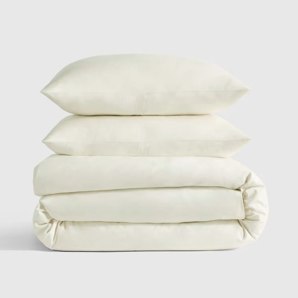QUINCE Classic Organic Percale Duvet Cover Set Full/Queen Ivory 3571